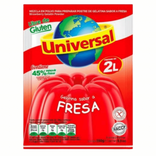 Gelatina UNIVERSAL Sabor Fresa Bolsa 150g.