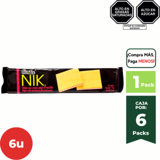 Wafer Nik COSTA Sabor Fresa Bolsa 72g. Paquete 6 Un.