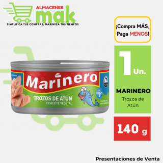 Trozos de Atún en Aceite Vegetal MARINERO Lata 140 g