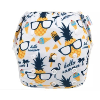 Pañal de natación Línea Económica Standard - Frutas piña con lentes de sol y helado