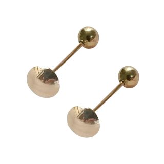 Aretes Reversibles Lenteja y bolita 18K