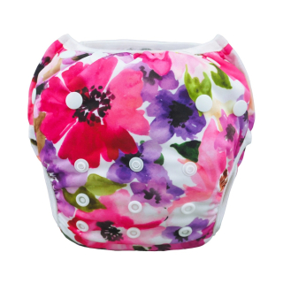 Pañal de natación Línea Económica Standard - Flores rosas y moradas