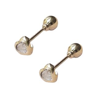 Aretes Reversibles Piedra Zircón Corazón 18K