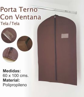 Porta Terno Con Ventana TELA/TELA Marron