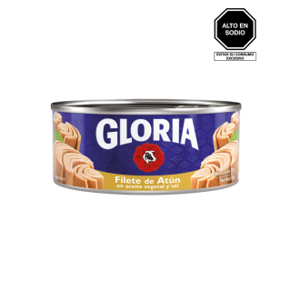FILETE DE ATUN EN ACEITE VEGETAL Y SAL GLORIA X 140GR