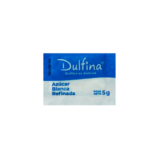 Azúcar Blanca Sachet Dulfina x 5 gr. Bolsa x 1000 unds.