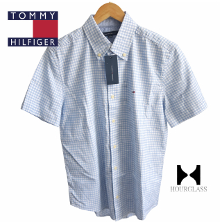 Camisa Tommy Hilfiger A Cuadros Celeste Talla S