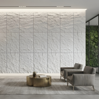 PANEL DE PIEDRA CINCELADA BLANCO  600x1200x50mm-1 PIEZA