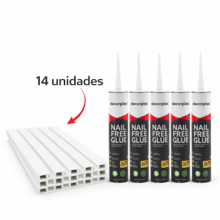 14 WALL PANEL WPC BLANCO (1 CAJA) + 5 PEGAMENTO M730