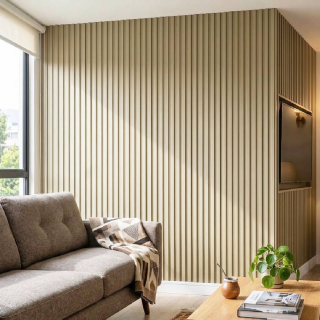 WALL PANEL WPC  PARA INTERIOR ACANALADO  DELGADO COLOR TAUPE