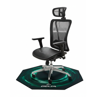 SILLA LONDRES BLACK + PROTECTOR DE PISO DELTA  PARA SILLAS COLOR GREEN