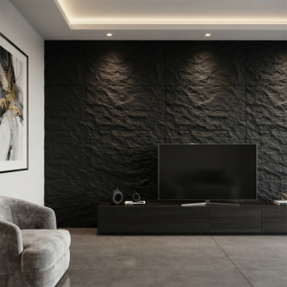 PANEL DE PIEDRA CINCELADA NEGRO 600x1200x50mm-1 PIEZA