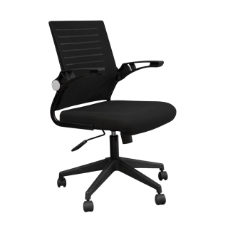 SILLA GIRATORIA OPERATIVO ONIX BLACK CON BRAZOS REBATIBLES