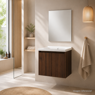 MUEBLE DE BAÑO SUSPENDIDO DP SIENA 60 CM CON LAVABO Y ESPEJO
