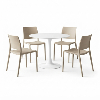 01 MESA MDF MULTIUSO ITALIA + 04 SILLA DE COMEDOR VERACRUZ BEIGE