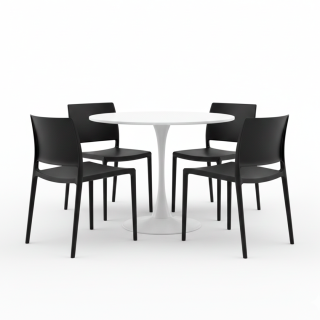 01 MESA MDF MULTIUSO ITALIA + 04 SILLA DE COMEDOR VERACRUZ NEGRO