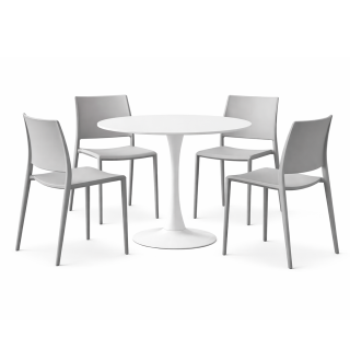 01 MESA MDF MULTIUSO ITALIA + 04 SILLA DE COMEDOR VERACRUZ  GRIS