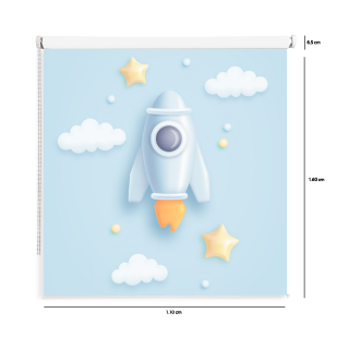 CORTINA ENROLLABLE DISEÑO BEBÉ COHETE 1.10 x 1.60