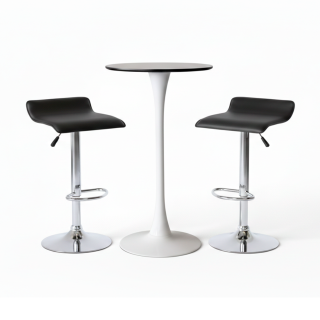 MESA DE BAR ALTA ROMA + 02 SILLA DE BAR  VALENCIA NEGRA