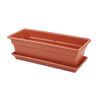 MACETA DURA KOTTA RECTANGULAR REYPLAST# 18 C/BASE Y SUJETADOR - TERRACOTA