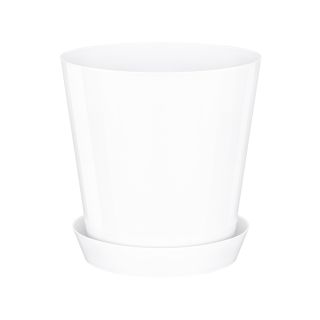MACETA BRIO 16 CON PLATO - BLANCO