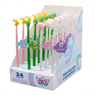 LAPICERO KAWAII FLEX - PACK X 24 (LUNITA - UNICORNIO - PATITA - COCO)