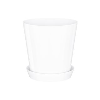 MACETA BRIO 14 CON PLATO - BLANCO