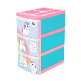 ORGANIZADOR PRAKTICO X 3 NIVELES UNICORNIO - ROSADO