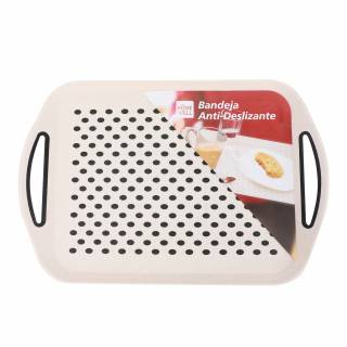 BANDEJA ANTIDESLIZANTE BAMBÚ BEIGE 46X32CM - HOMEWELL