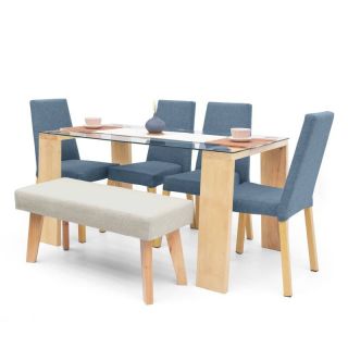 MP JUEGO DE COMEDOR 4 SILLAS +  BANQUETA ARAZZO