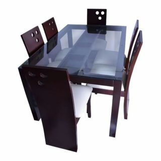 COMEDOR DIANA 6 SILLAS MICROFIBRA BEIGE