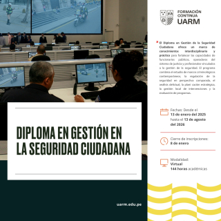 Diploma en Gestión en la seguridad ciudadana -Dscto 20%