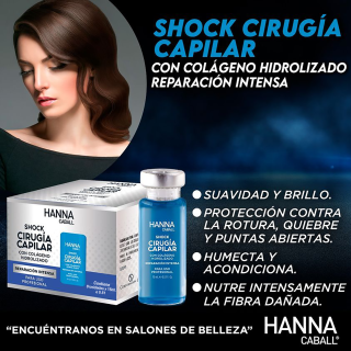 SHOCK CIRUGÍA CAPILAR Con Colágeno Hidrolizado (Caja de 6 ampollas Hanna Caball) CodHannamp
