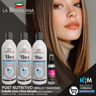 COMBO 2 SHAMPOO UNO 500ML. + 1 CONDITIONER 500ML. + 1 PROTECTOR 60ML. LA BRASILIANA POST NUTRITIVO CodLaBrasSR1