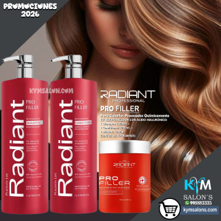 KIT SHAMPOO 1000ml. + CONDITIONER 1000ml. + MÁSCARA 1000gr. PRO FILLER DE RADIANT CodRadProfi