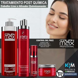 COMBO SHAMPOO 500ml. + CONDITIONER 300ml. + ACEITE 60ml. + MÁSCARA 285gr. ITALIAN MAX POST QUÍMICA CodItaPQ