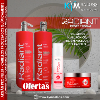 Combo Shampoo 1000ml. + Conditioner 1000ml. + Máscara 350gr. + Bifásico 200ml. Pro Filler Radiant CodRadProfi