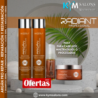 Argán Pro Repair Radiant Kit: Shampoo 300ml. + Conditioner 300ml. + Máscara 350gr. + Óleo 50ml. CodRadProre