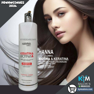 SHAMPOO 1000ml. - Hanna Caball Keratina & Biotina Control Caída CodHannbio