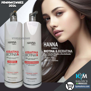 Pack Biotina & Keratina Hanna Caball Shampoo 1000ml. + Conditioner 1000ml. CodHannbio