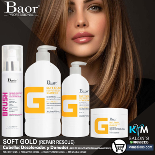 Combo Shampoo 500ml. + Conditioner 300gr. + Mask 300gr. + Brush 150ml. Soft Gold Baor CodBaorSgold