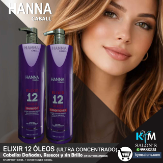 Pack Shampoo 1000ml. + Conditioner 1000ml. Elixir 12 Óleos Hanna Caball CodHann12