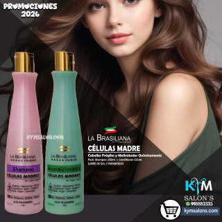 Pack: Shampoo 335ml. + Conditioner 335ml. Células Madre La Brasiliana Premium CodCelPre