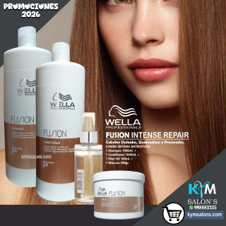 COMBO: SHAMPOO 1000ML. + CONDITIONER 1000ML. + MÁSCARA 500GR. + Oil 100ML. FUSION INTENSE REPAIR WELLA Codwefus