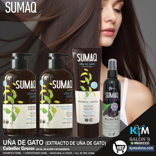 COMBO SHAMPOO 500ml. + CONDITIONER 500ml. + MÁSCARA 250gr. + ALL IN ONE 110ml. SUMAQ Uña de Gato Coduñagat