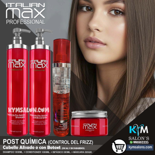 COMBO SHAMPOO 1000ml. + CONDITIONER 1000ml. + BIFÁSICO 300ml. + MÁSCARA 285gr. ITALIAN MAX POST QUÍMICA CodItaPQ