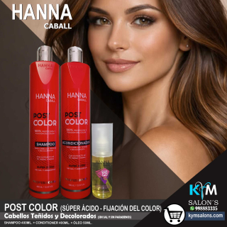 KIT POST COLOR SHAMPOO 400ml. + CONDITIONER 400ml. + ÓLEO 50ml. HANNA CABALL CodHannpc