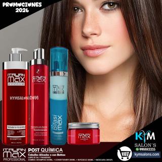COMBO SHAMPOO 500ml. + CONDITIONER 300ml. + Bifasi Max 300ml. + MÁSCARA 285gr. ITALIAN MAX POST QUÍMICA CodItaPQ
