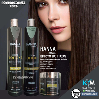 Kit: Shampoo 400ml. + Acondicionador 400ml. + Mascarilla 400gr. Hanna Caball Efecto Bottoxs Anti Frizz CodHanneb