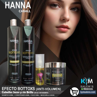COMBO SHAMPOO 400ml. + CONDITIONER 400ml. + ÓLEO 50ML. + MÁSCARA 400gr. HANNA CABALL EFECTO BOTTOXT CodHanneb